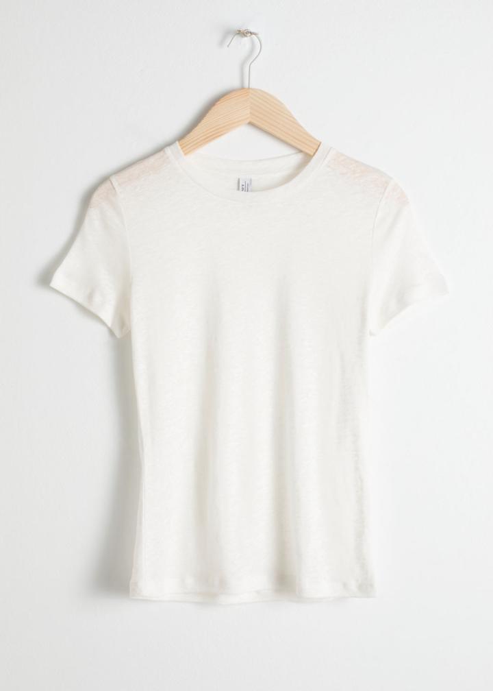 Other Stories Linen Blend T-shirt - White