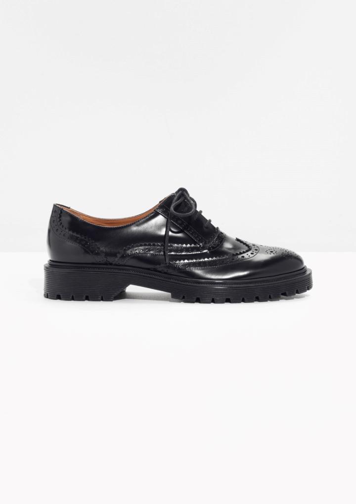 Other Stories Chunky Leather Lace Up Brogues