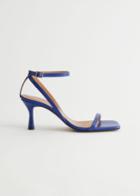 Other Stories Strappy Leather Heeled Sandal - Blue