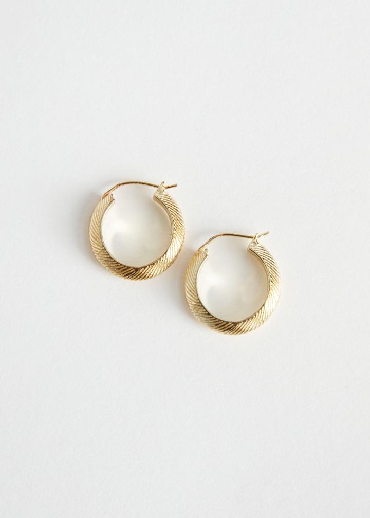 Other Stories Scored Mini Hoop Earrings - Gold