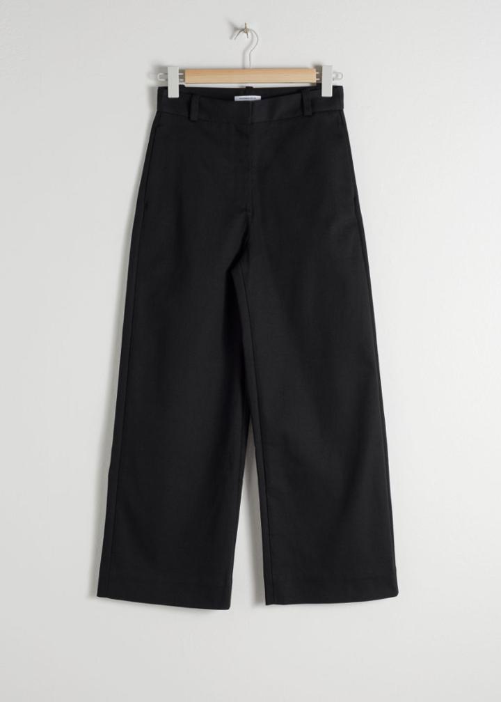 Other Stories Stretch Cotton Culotte Trousers - Black
