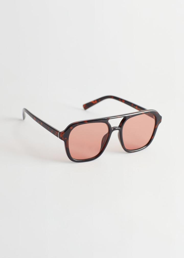 Other Stories Oversized Square Sunglasses - Orange