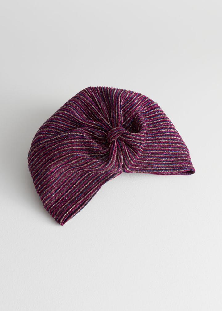 Other Stories Metallic Striped Turban - Purple