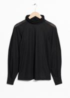 Other Stories Sheer High Neck Top - Black