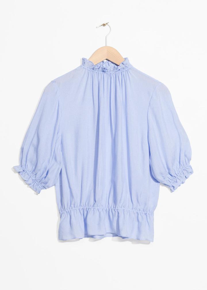 Other Stories Gathered High Neck Blouse - Blue