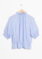 Other Stories Gathered High Neck Blouse - Blue