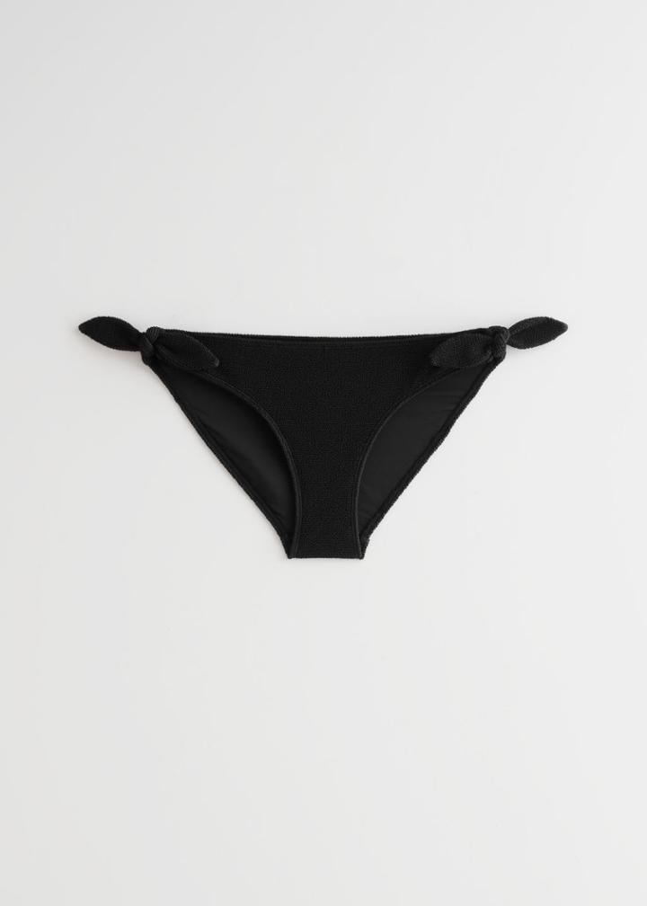 Other Stories Tie Crepe Bikini Bottoms - Black