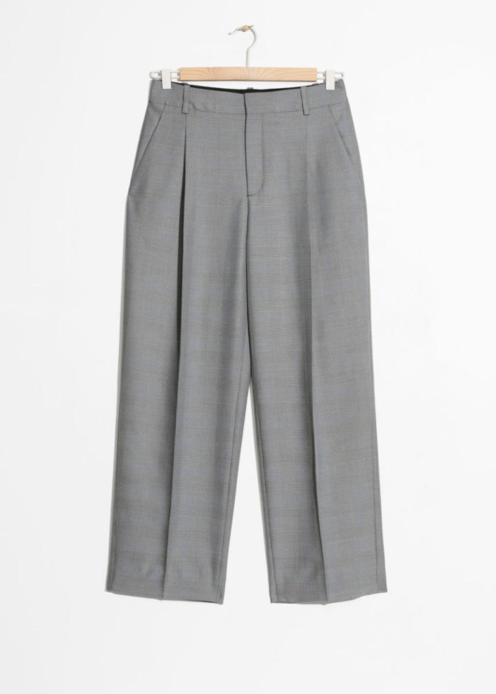 Other Stories Tapered Plaid Trousers - Grey