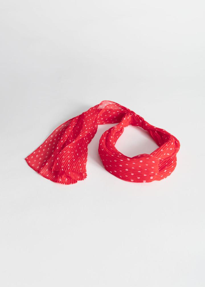 Other Stories Pleated Micro Heart Scarf Hairband - Red