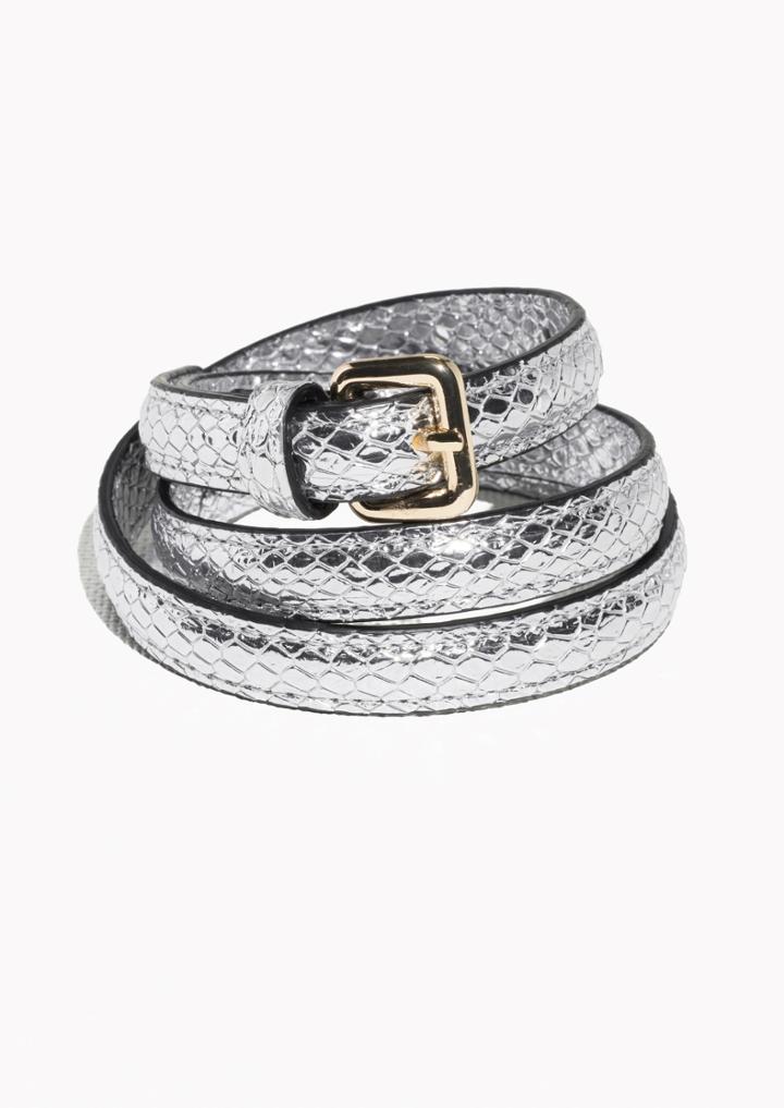 Other Stories Metallic Snake-effect Leather Belt