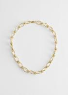 Other Stories Chain Link Rhinestone Necklace - White