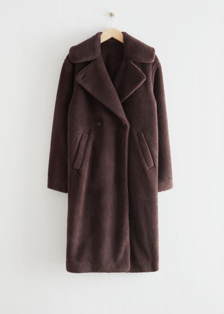 Other Stories Fuzzy Faux Fur Coat - Brown