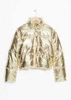 Other Stories Metallic Puffer Jacket - Gold