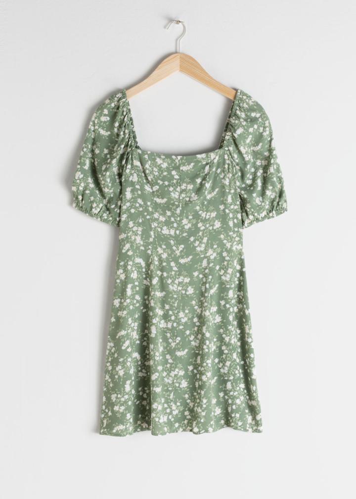 Other Stories Puff Sleeve Mini Dress - Green