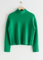 Other Stories Cropped Mock Neck Sweater - Green