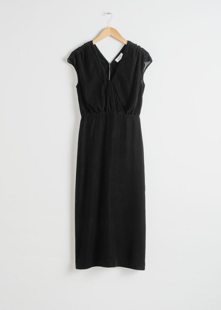 Other Stories Sleeveless Velvet Midi Dress - Black