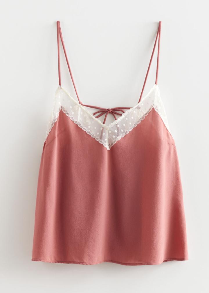 Other Stories Strappy Silk Lace Top - Orange