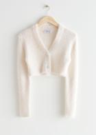 Other Stories Cropped Fuzzy Cardigan - White