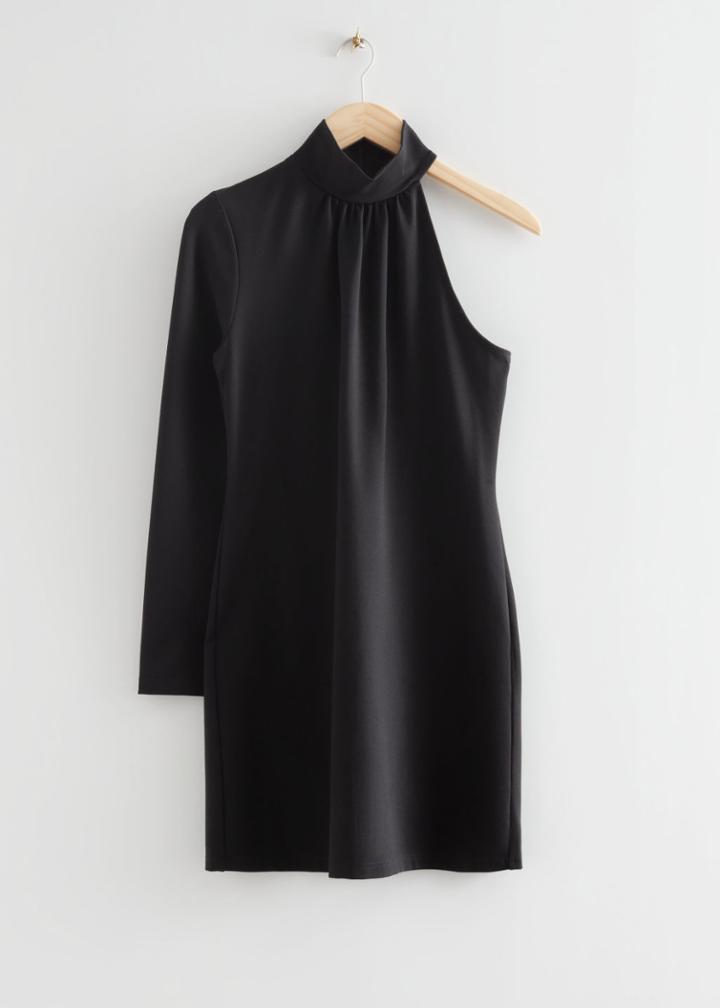 Other Stories One-shoulder Asymmetric Mini Dress - Black