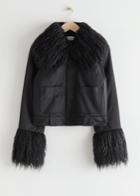Other Stories Boxy Faux Fur Jacket - Black