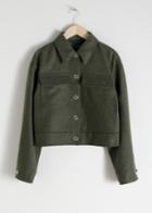 Other Stories Cropped Wool Blend Workwear Jacket - Green