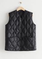 Other Stories Buttoned Quilted Vest - Black