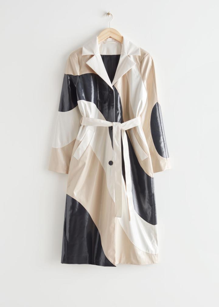 Other Stories Belted Colour Block Coat - Black