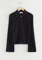 Other Stories Fitted Woven Zip Cardigan - Black