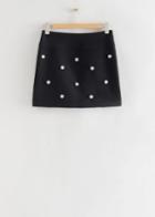 Other Stories Embroidered Tweed Mini Skirt - Black