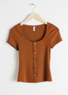 Other Stories Fitted Short Sleeve Top - Orange