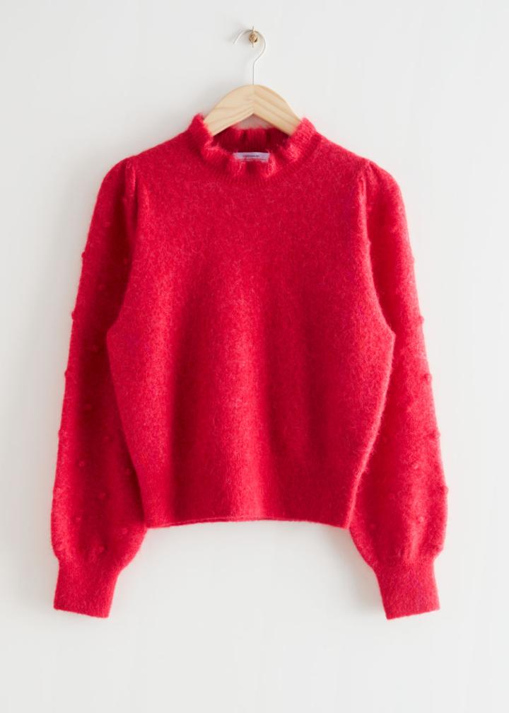 Other Stories Frilled Wool Knit Sweater - Red