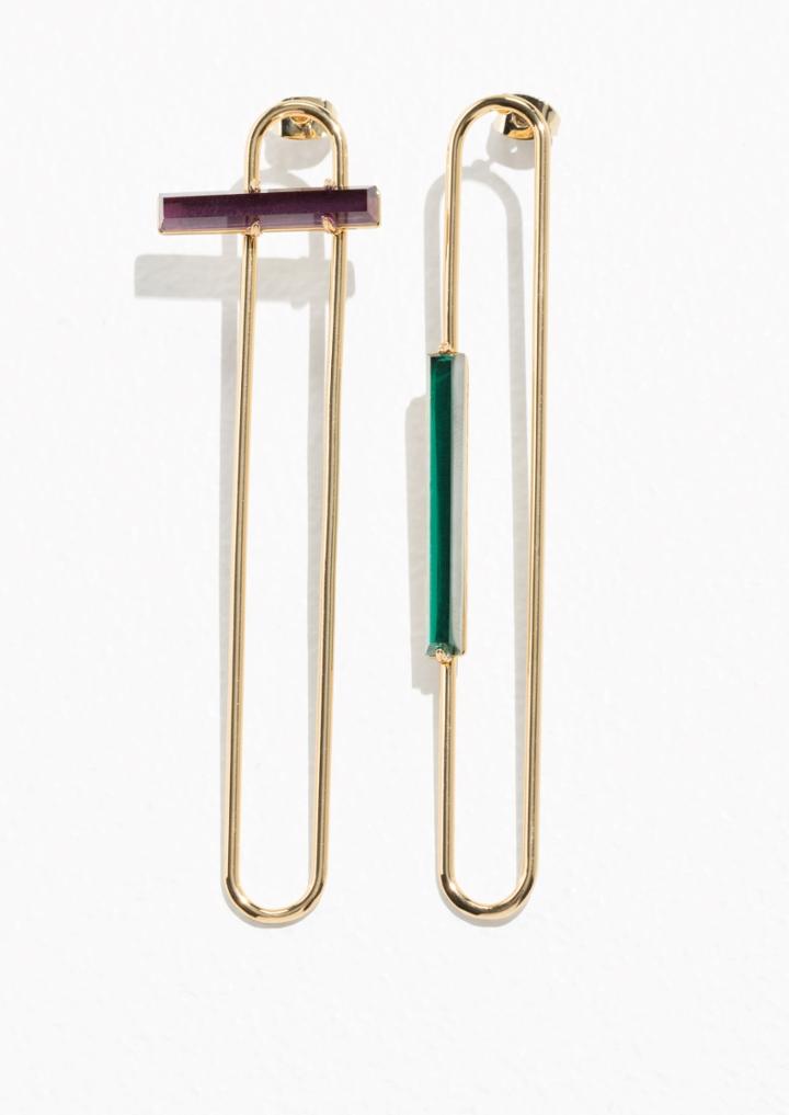 Other Stories Tubular Wire Studs With Gems