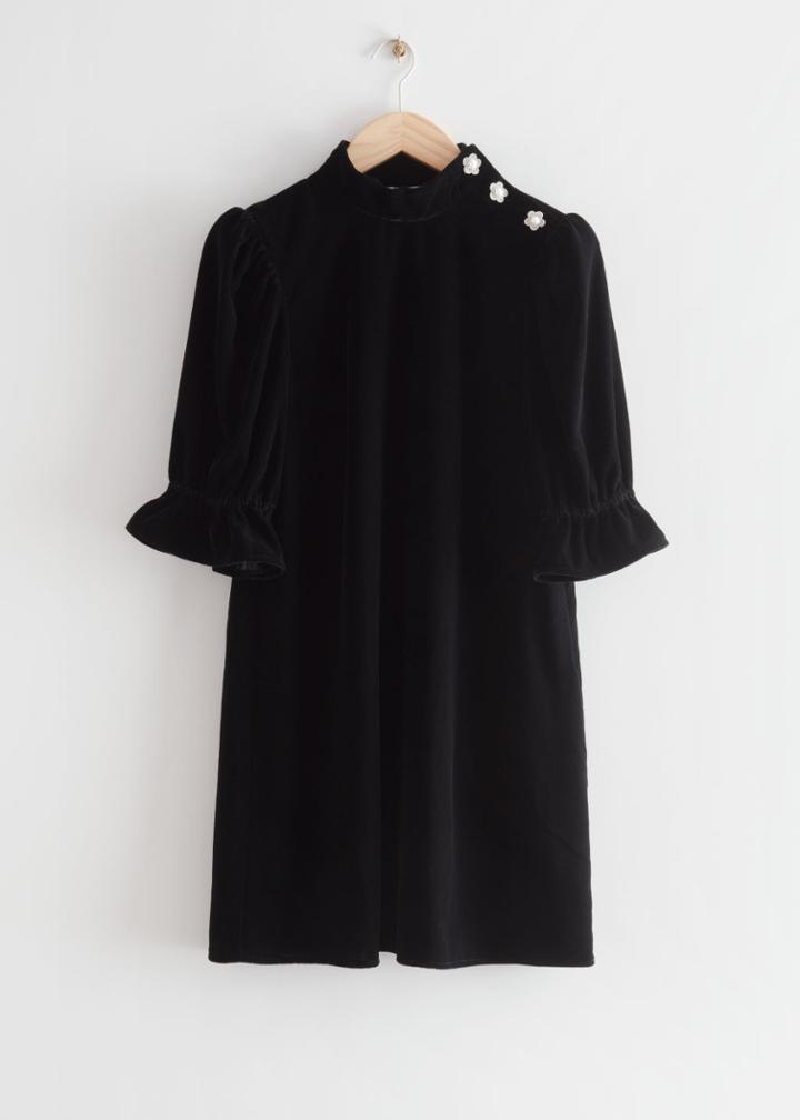 Other Stories Puff Sleeve Mini Dress - Black