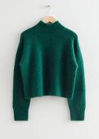 Other Stories Cropped Mock Neck Knit Sweater - Green
