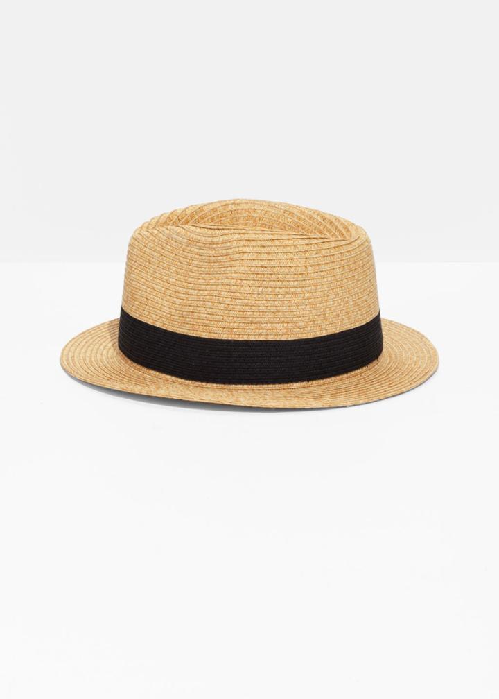 Other Stories Straw Fedora Hat - Beige