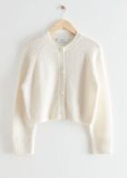Other Stories Textured Wool Knit Cardigan - White