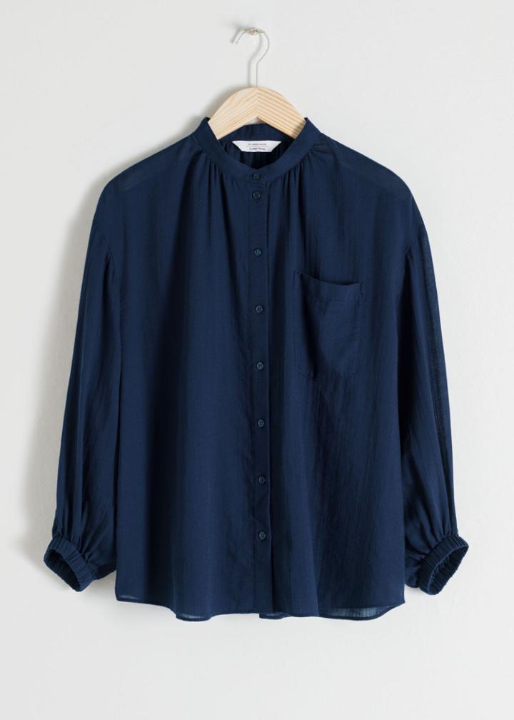 Other Stories Cotton Button Up Shirt - Blue