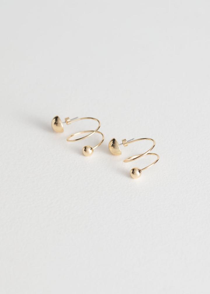 Other Stories Swirled Front Back Earrings - Gold