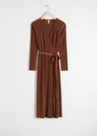 Other Stories Pliss Pleated Wrap Dress - Brown