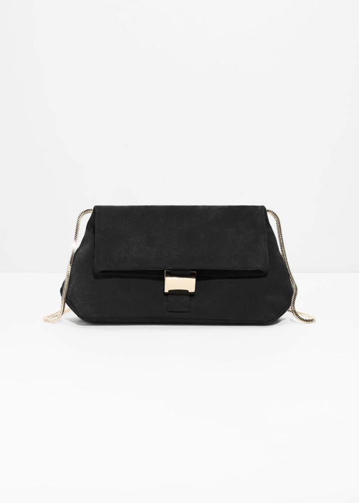 Other Stories Small Leather Fold-over Bag - Black