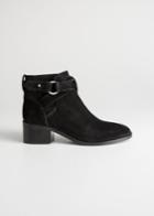 Other Stories Heeled Suede Ankle Boots - Black