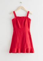 Other Stories Linen Ruffle Mini Dress - Red