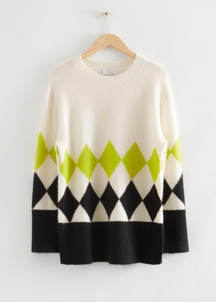 Other Stories Argyle Knit Sweater - Yellow