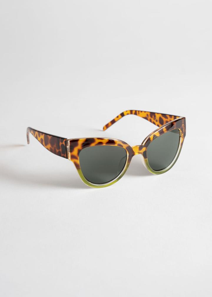 Other Stories Tortoise Cat Eye Sunglasses - Green