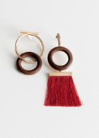 Other Stories Wood O-ring Mismatch Earrings - Red
