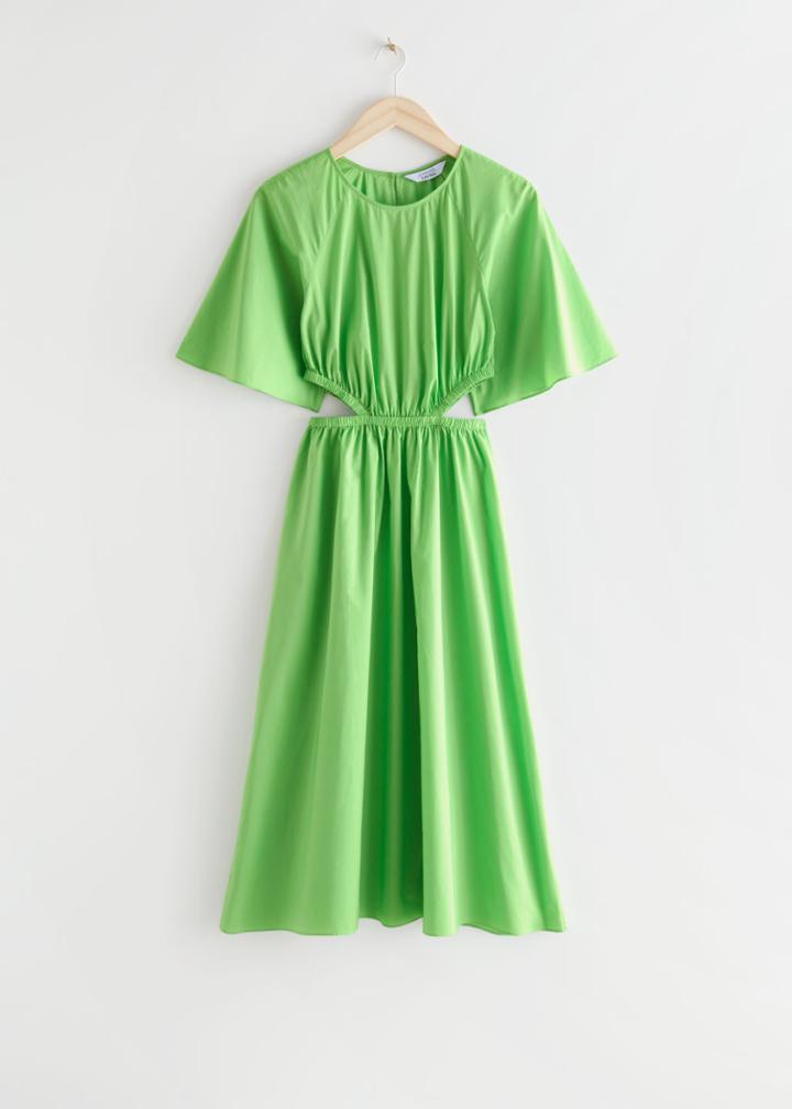 Other Stories Cut-out Waist Midi Dress - Green