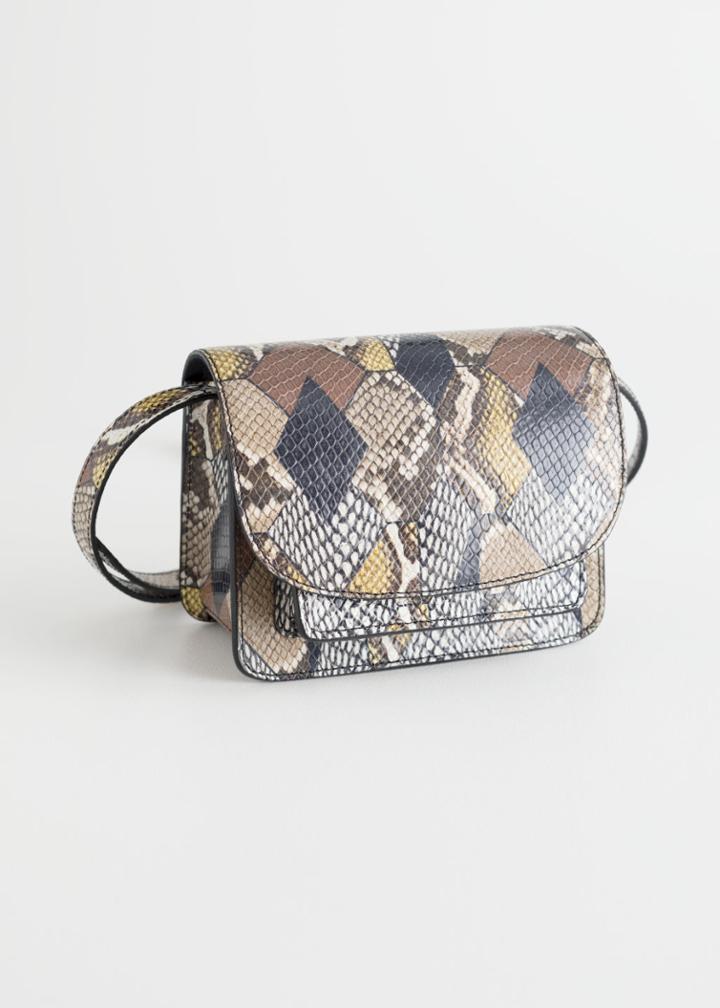 Other Stories Leather Flap Over Crossbody Bag - Yellow