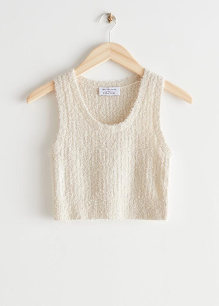 Other Stories Textured Crop Top - White