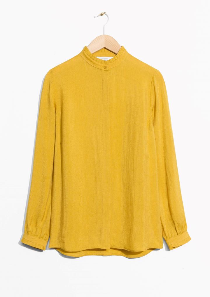 Other Stories Pleat Frill Neck Blouse