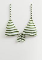 Other Stories Ribbed Bow Bikini Top - Green
